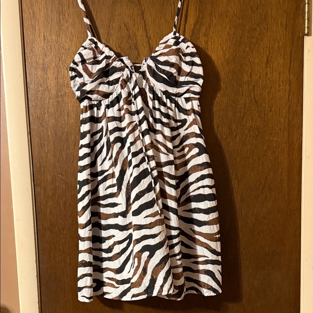 J. Crew Keyhole Mini Dress in Zebra Stripe